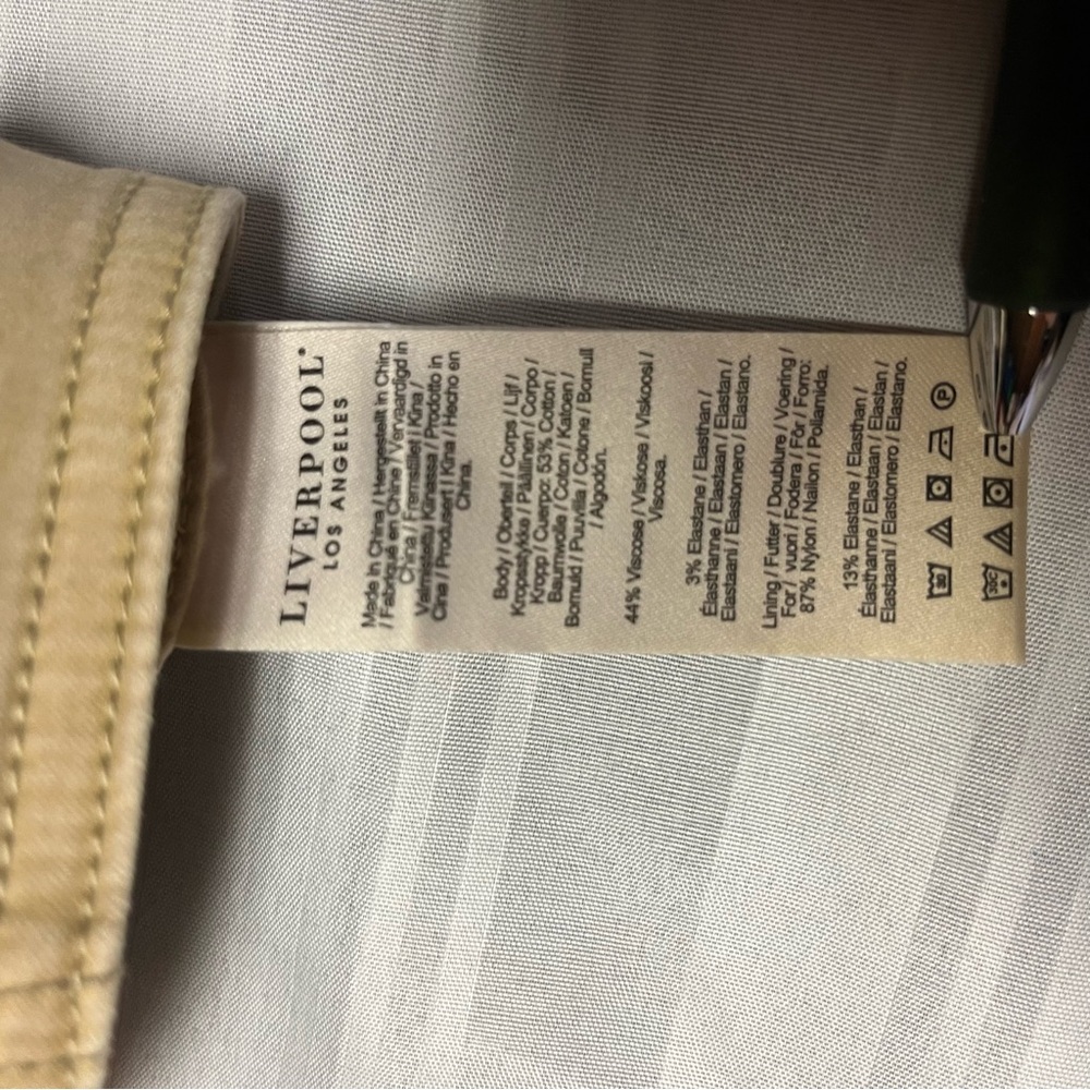 Liverpool Khaki/Tan Mini Skirt with Front Patch Pockets - Picture 9 of 11